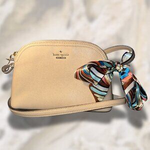 Kate Spade Dome Crossbody Bag in Beige with Colorful Scarf